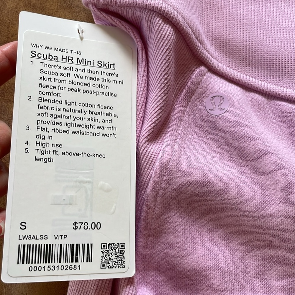 NWT Lululemon Scuba High Rise Mini Skirt Sz Small Vitapink Pastel Cotton Fleece - Picture 4 of 5